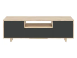 Móvel de TV Zaida 3 Portas Cor Carvalho e Cinza, 150 x 41 cm