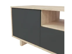 Móvel de TV Zaira em cinza antracite e carvalho canadense, 3 portas, 46x150x41 cm