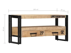 Móvel de TV/aparador de design prático 100 cm madeira maciça de mangueira 2502272