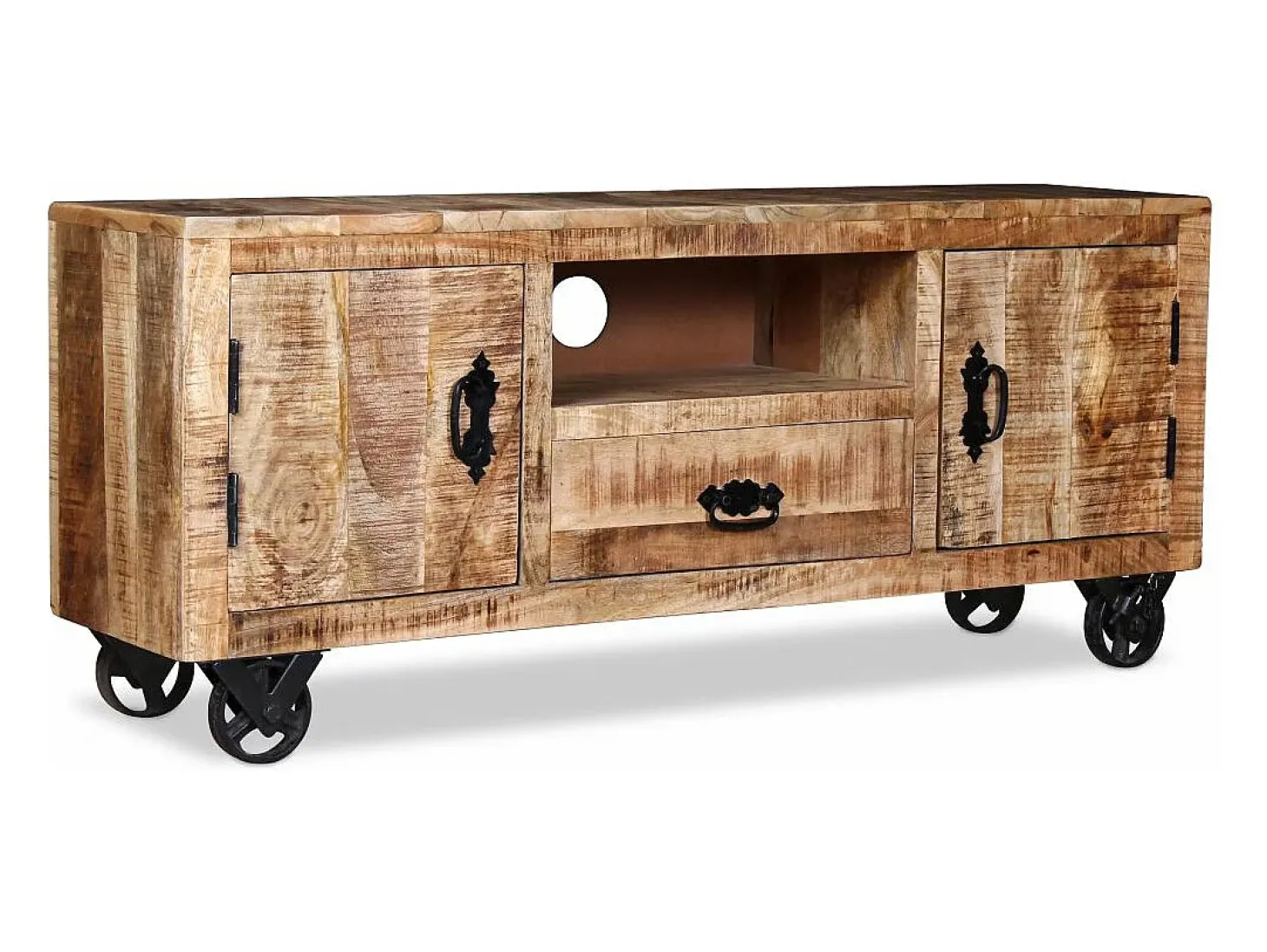 Móvel de TV/aparador de design prático em madeira de mangueira natural 120 cm 2502131