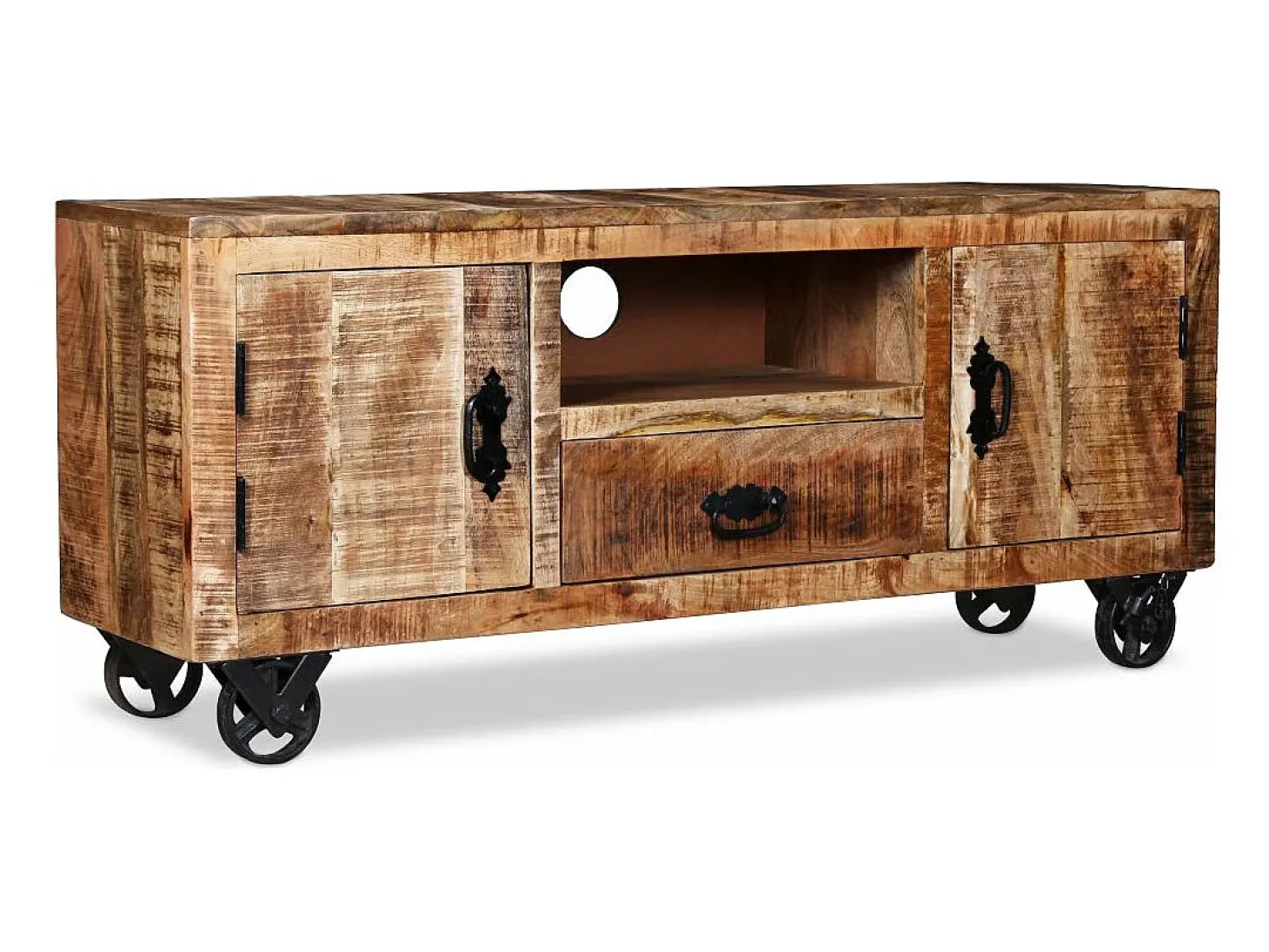 Móvel de TV/aparador de design prático em madeira de mangueira natural 120 cm 2502131