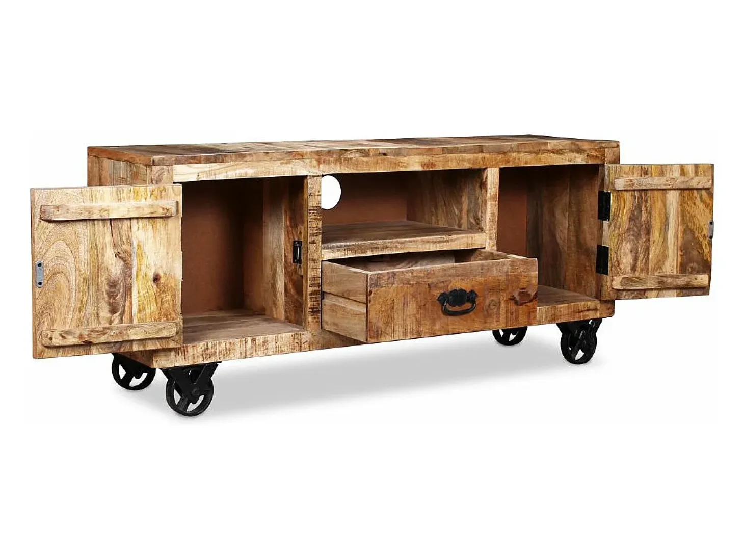 Móvel de TV/aparador de design prático em madeira de mangueira natural 120 cm 2502131