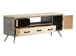 Móvel de TV/aparador de design prático feito de madeira maciça de mangueira e aço 120 cm 2502149