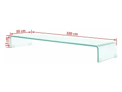 Móvel de TV/aparador de design prático para monitor de 100 cm vidro transparente 2502040