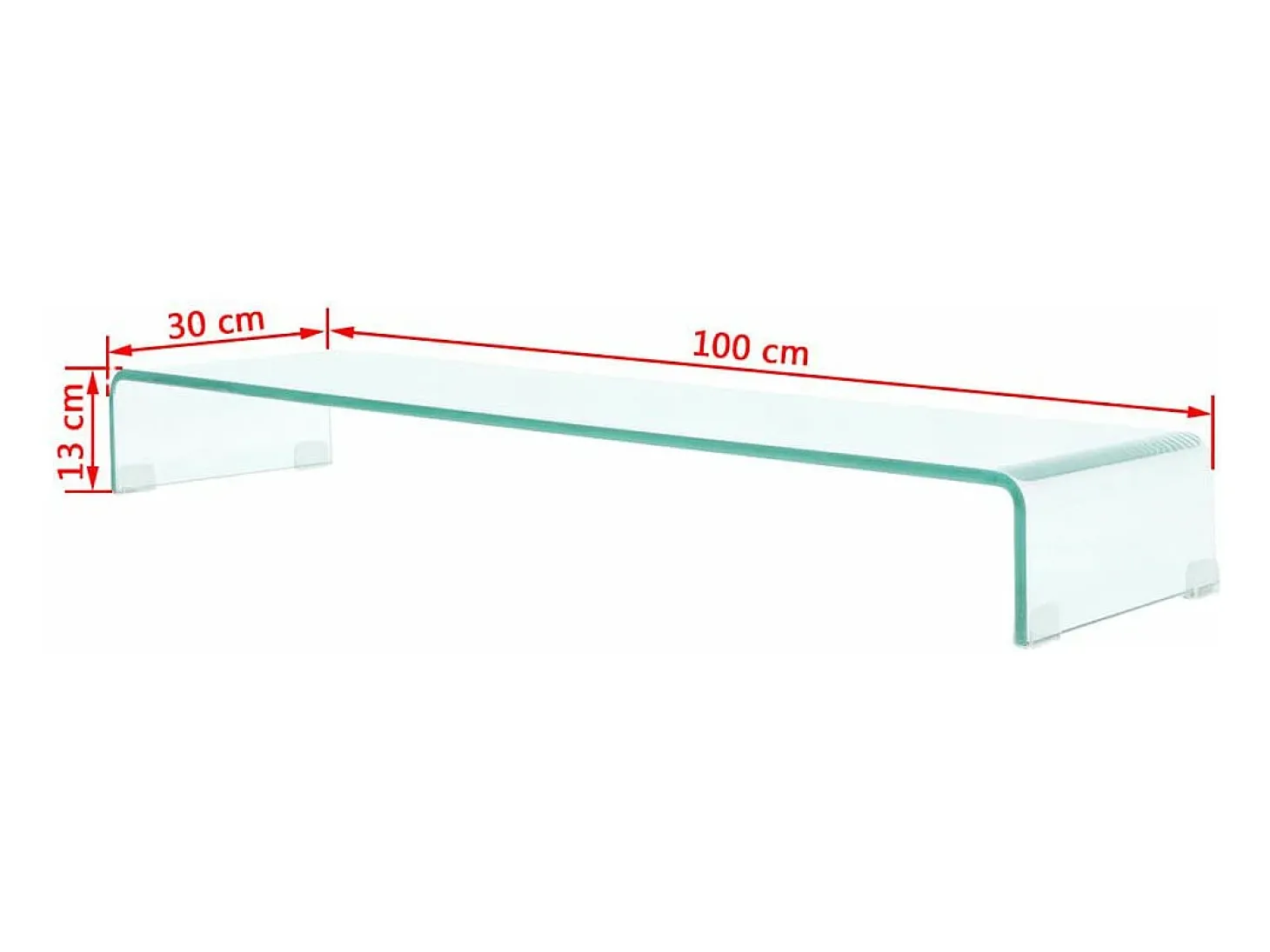 Móvel de TV/aparador de design prático para monitor de 100 cm vidro transparente 2502040