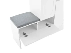 Móvel multifuncional para sapatos - com assento estofado - com 4 portas e 1 gaveta - Branco