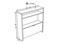 Móvel para sapatos e console de entrada SCOTT de 93 cm na cor cinza brilhante.