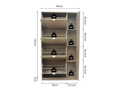 Móvel para Sapatos MEXICO – 4 gavetas e 1 porta com espelho – Cor carvalho sonoma – Design prático e contemporâneo
