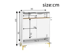 Móvel para sapatos moderno 80x35x105cm - com LED - 2 gavetas e 2 portas - branco