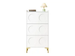 Móvel para sapatos moderno 63x24x120 cm - 3 níveis de armazenamento - Pés de metal - MDF - Branco