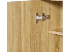 Móvel para sapatos moderno 90x32x94 cm - com 3 portas - Prateleiras de vários níveis - aspecto madeira - Painéis de partículas - Natural