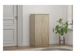 Móvel para Sapatos MUNDA – 2 portas – Cor carvalho sonoma – Armazenamento compacto e estilo contemporâneo