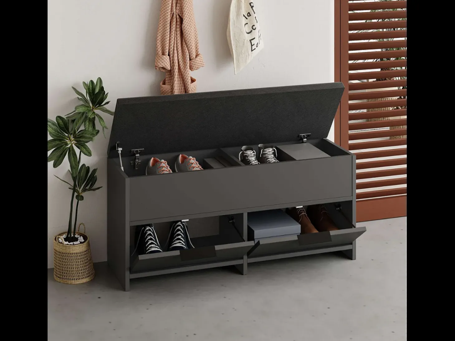 Móvel para Sapatos Preto Antracite 4 Arrumações