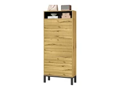 Móvel para sapatos 63x24x147 cm - 3 portas e várias prateleiras - acabamento madeira - MDF - natural