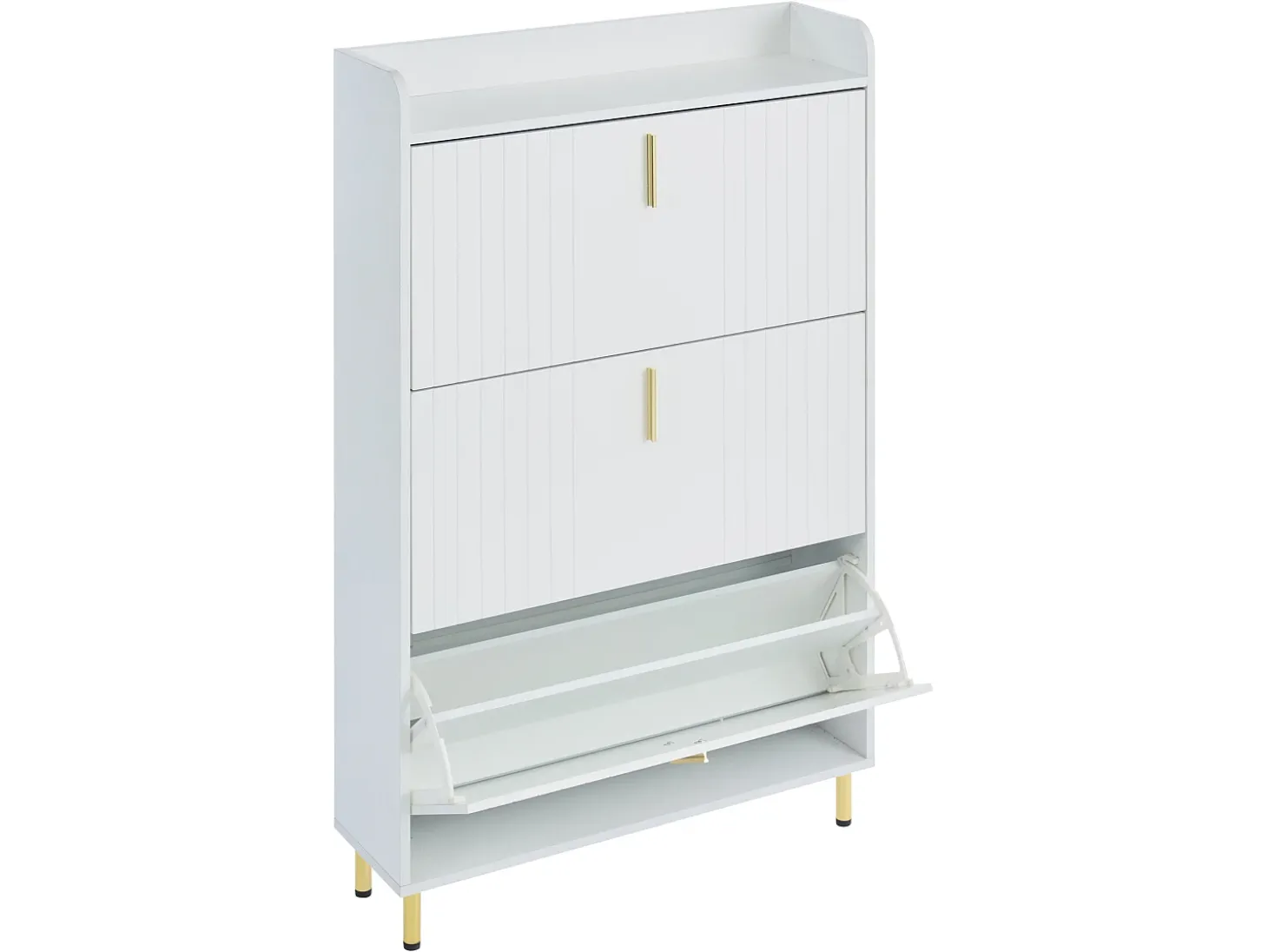 Móvel para sapatos 80x23,5x123,5 cm - com 3 portas basculantes - com 6 compartimentos ajustáveis - branco
