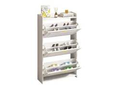 Móvel para sapatos 70x24x120 cm - 3 portas basculantes - 6 compartimentos - MDF e painéis de partículas - Branco