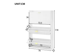 Móvel para sapatos 76x23x118cm - com 3 grandes portas de correr - branco