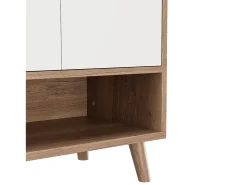 Móvel para sapatos 120x35x90cm - con 4 portas e 1 gaveta - prateleira ajustável - Natural + Branco