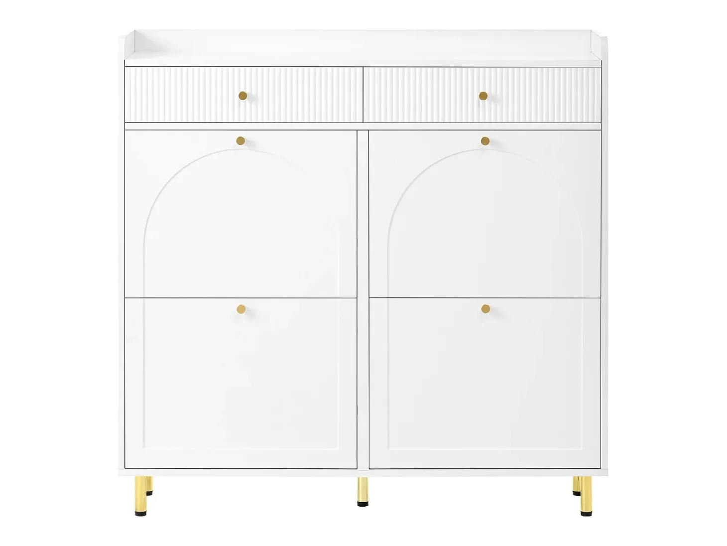Móvel para sapatos 106.5x25x105.5cm - con 4 portas basculantes e 2 gavetas - branco
