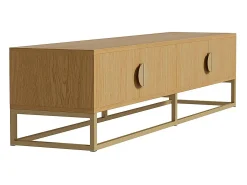 Móvel para televisão em madeira de 180 cm - Móvel moderno para sala de jantar, 4 portas, puxadores semi-circulares