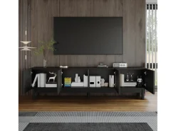 Móvel para TV 169×34×45,5 cm - 4 portas - MDF + painel de partículas - preto