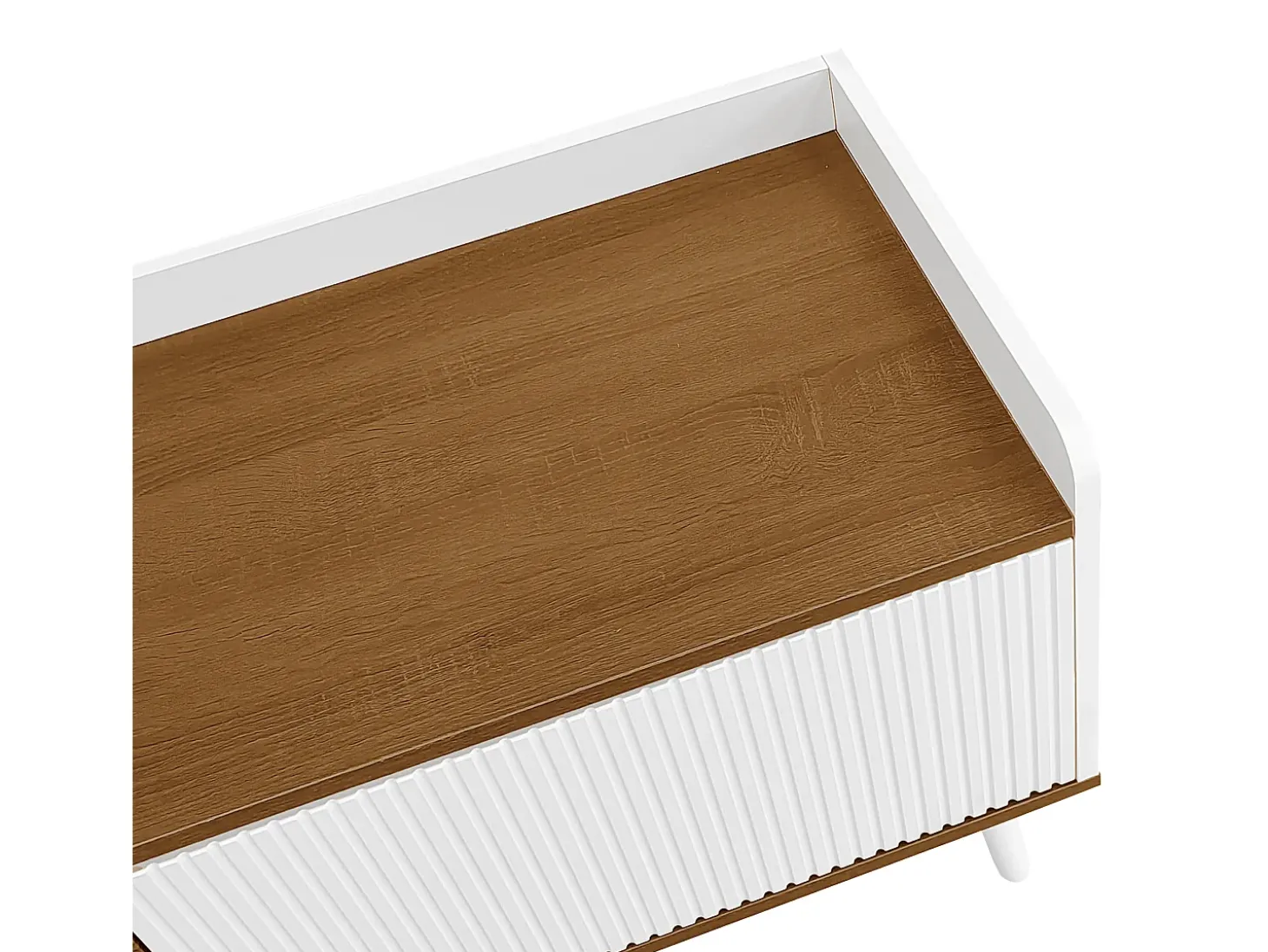Móvel para TV 160×39×49,5 cm - 3 portas - Acabamento madeirado - MDF + Painel de partículas - Branco + Natural