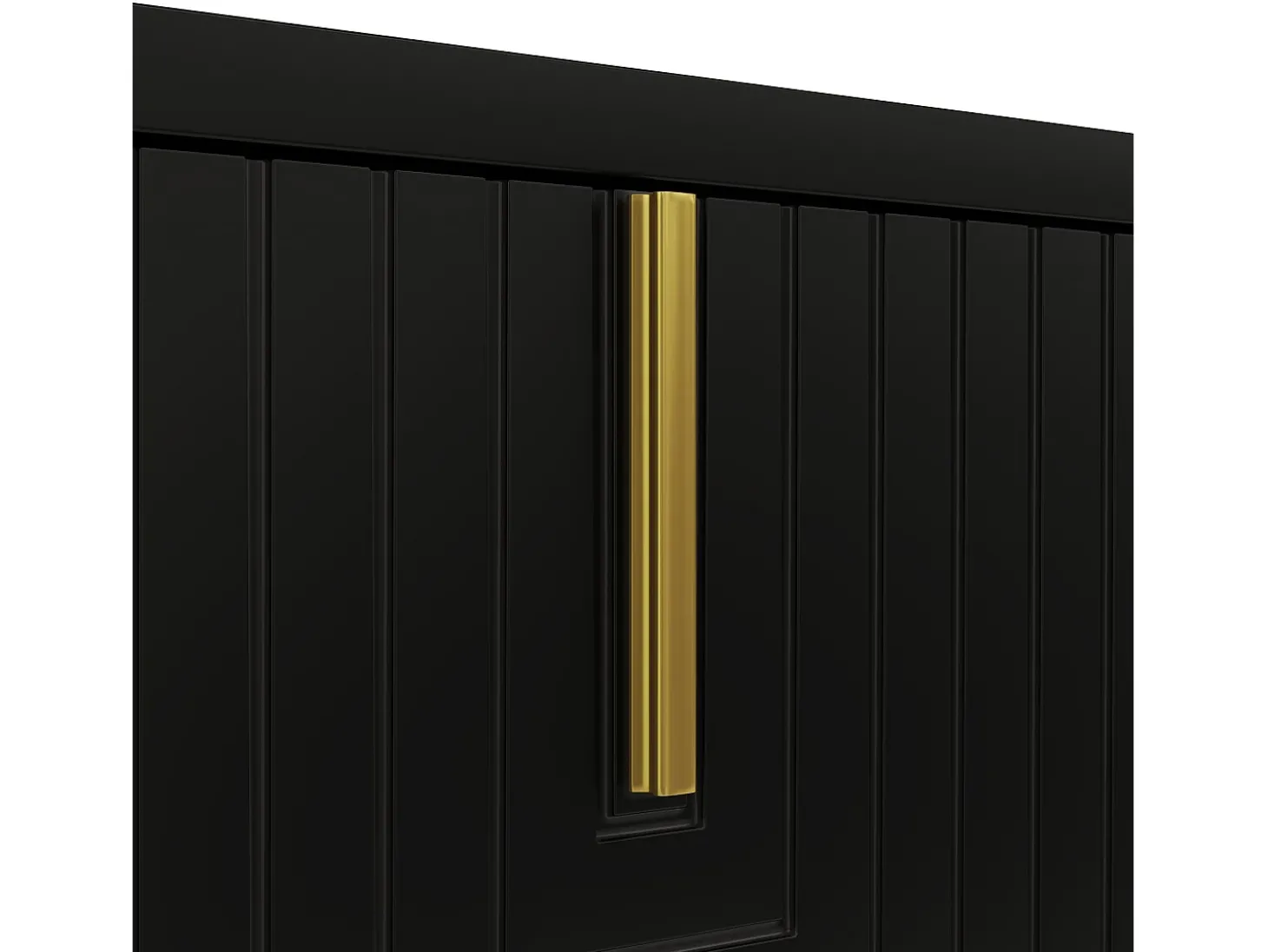 Móvel para TV 160×38×44,5 cm - 4 portas - Puxadores e pés dourados - Painel de partículas - preto