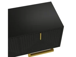 Móvel para TV 160×38×44,5 cm - 4 portas - Puxadores e pés dourados - Painel de partículas - preto