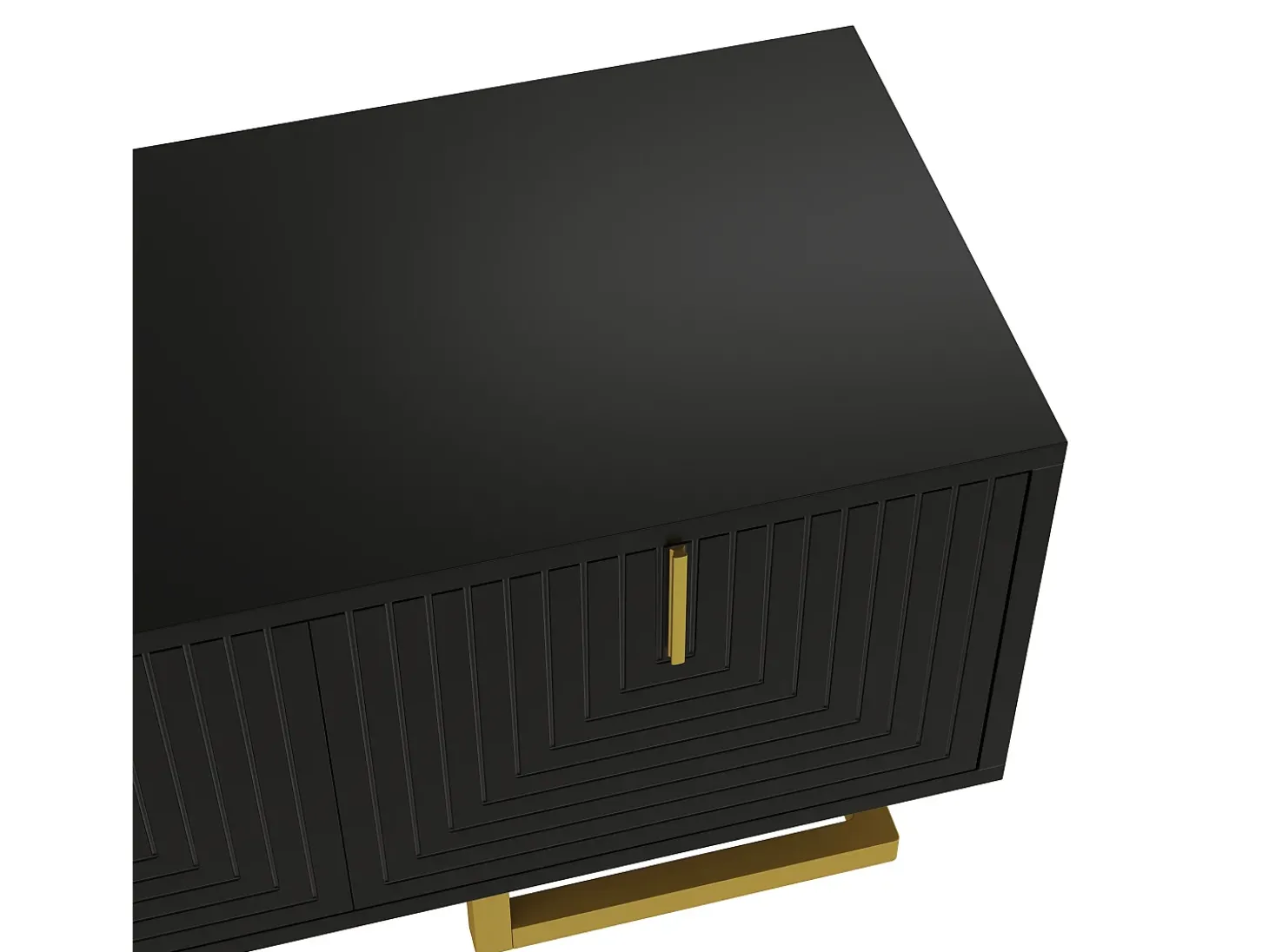 Móvel para TV 160×38×44,5 cm - 4 portas - Puxadores e pés dourados - Painel de partículas - preto