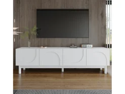 Móvel para TV 169×34×45,5 cm - 4 portas - pés em madeira maciça - painel de partículas - branco