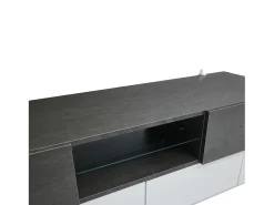 Móvel para TV 180×40×45 cm - com iluminação LED - com 2 gavetas e 4 portas - para TVs de 80/75/70/65/55 polegadas - branco/cinza