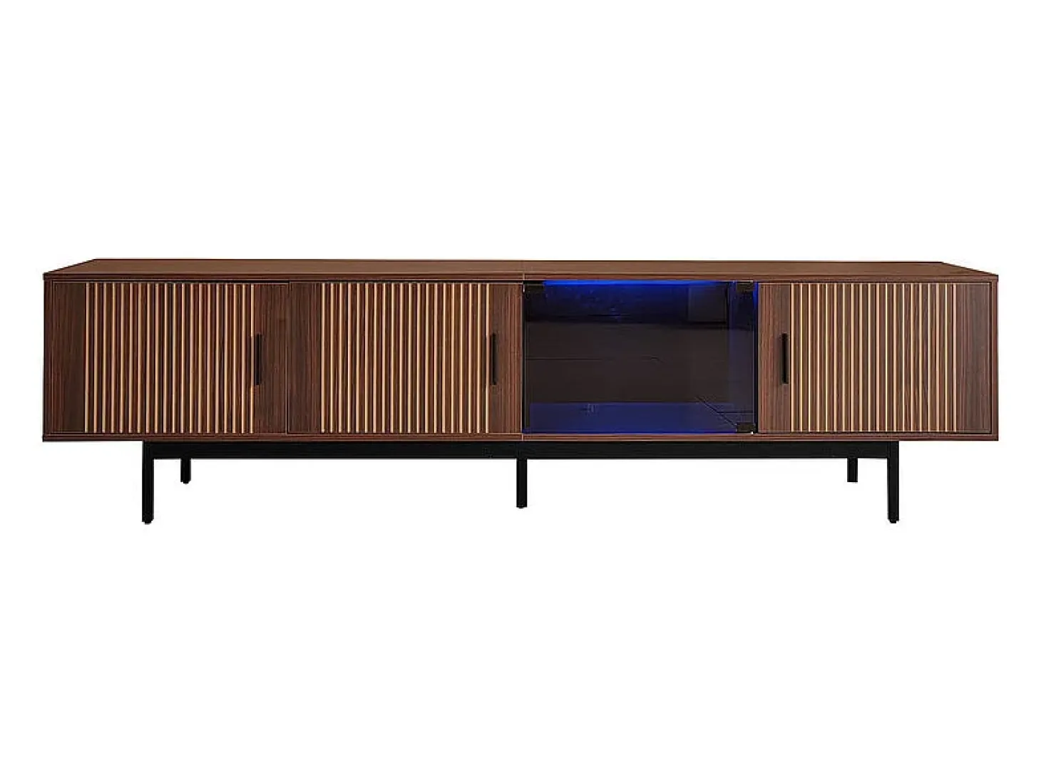Móvel para TV 200 cm - com LED e porta de vidro - MDF e painel de partículas - Natural