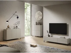 Móvel para TV 1 porta abatible e 2 gavetas 160x42x40 cm Solaria caxemira