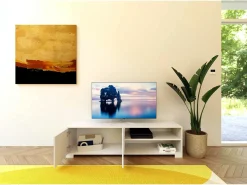Móvel para TV 2 portas e prateleira aberta 150x40x40 cm Lumina branco brilhante