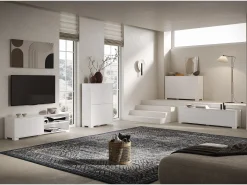 Móvel para TV 4 portas 172x40x48 cm Lumina branco brilhante