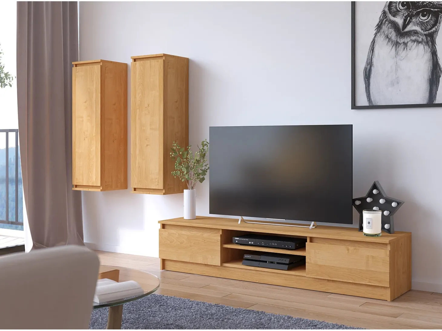 Móvel para TV Amieiro 160 cm com 2 Portas e 2 Prateleiras - Design Moderno e Elegante