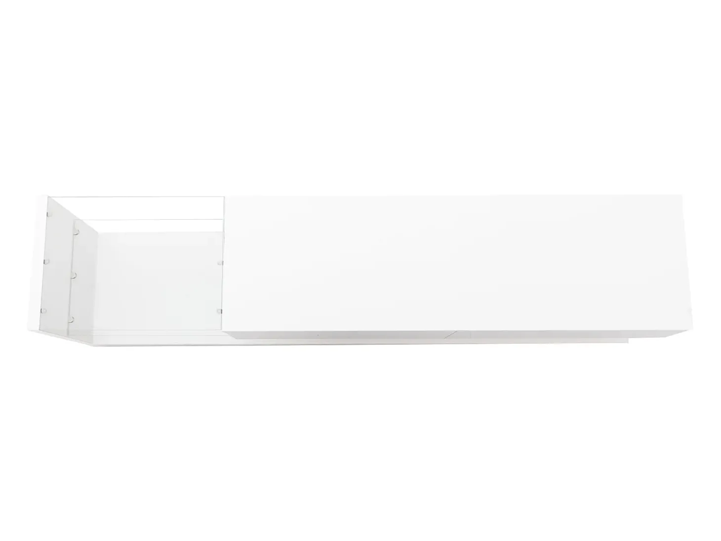 Móvel para TV branco brilhante com iluminação LED, 2 gavetas e 2 prateleiras em vidro - Madeira PB