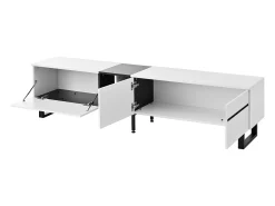 Móvel para TV branco de 180 cm com 3 portas - Madeira PB - Branco e preto