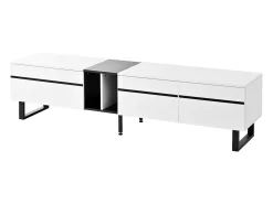 Móvel para TV branco de 180 cm com 3 portas - Madeira PB - Branco e preto