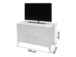 Móvel para TV branco estilo industrial com 2 portas de metal 100x40xH53cm
