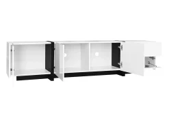 Móvel para TV brilhante 170×30×39 cm - com iluminação LED - 3 portas e 1 gaveta - Painel de partículas - Branco
