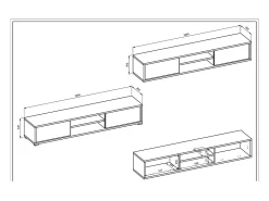 Móvel para TV 180cm, 2 portas e 2 nichos coleção MAANUM. Cor carvalho claro.