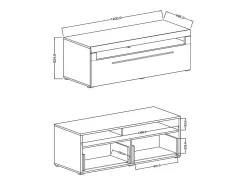 Móvel para TV 140cm coleção BREDA. Cores branco fosco e branco brilhante. Estilo design.
