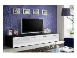 Móvel para TV 200cm Coleção COMET. Cor preto e branco. 2 portas basculantes.