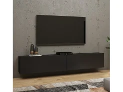Móvel para TV 180cm coleção EVA. Cor preto e carvalho.
