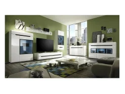 Móvel para TV 180cm Coleção LUCIA. 2 gavetas, cor branca, fachadas brilhantes. Estilo design.