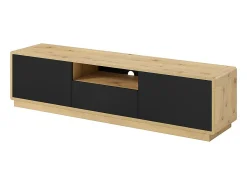 Móvel para TV 180cm coleção VILLA. Cor carvalho e preto fosco.