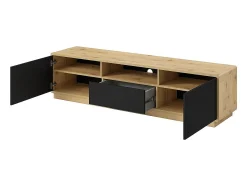 Móvel para TV 180cm coleção VILLA. Cor carvalho e preto fosco.