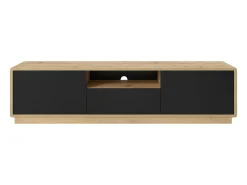 Móvel para TV 180cm coleção VILLA. Cor carvalho e preto fosco.