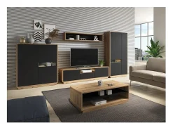 Móvel para TV 180cm coleção VILLA. Cor carvalho e preto fosco.